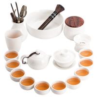 苏氏陶瓷（SUSHI CERAMICS） J0438 羊脂玉白瓷功夫茶具套装德化中国白三才盖碗泡茶壶茶洗大套礼盒装 整套茶具 (单位:套)