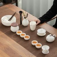 苏氏陶瓷（SUSHI CERAMICS） J0438 羊脂玉白瓷功夫茶具套装德化中国白三才盖碗泡茶壶茶洗大套礼盒装 整套茶具 (单位:套)