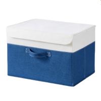 太力（TAILI） ATT173 仿棉麻布艺收纳箱 40*26*25cm 26L可折叠 （单位：个） 蓝白色