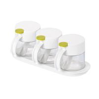茶花（CHAHUA） 008001 圆点三组玻璃调味瓶300ml*3个 28.8*12.3*10.4cm  (单位：组 )白+橙色/白+绿色 颜色随机