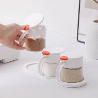 茶花（CHAHUA） 008001 圆点三组玻璃调味瓶300ml*3个 28.8*12.3*10.4cm  (单位：组 )白+橙色/白+绿色 颜色随机