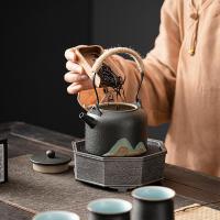 苏氏陶瓷（SUSHI CERAMICS） J0564  手绘山水画功夫茶具提梁壶茶具套装1壶6杯礼盒装 整套茶具 (单位:套)