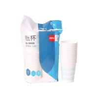 得力（deli）19203 加厚一次性白色条纹纸杯 50只/包 高88MM/上口直径72MM/下口直径52MM(单位：包）