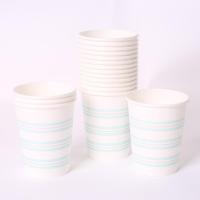 得力（deli）19203 加厚一次性白色条纹纸杯 50只/包 高88MM/上口直径72MM/下口直径52MM(单位：包）