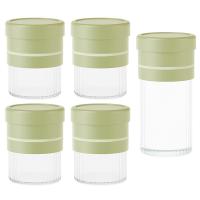 艾逸瑶选 CJ-21128 晶萃系列百变储物罐5件套 储物罐500ml*4 (可扩容至700ml) +储物罐1000ml*1（可扩容至1200ml) 绿色  新旧包装随机发货 (单位:套)