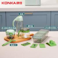 康佳（KONKA） 厨房工具五件套 KCJ-0501T 拉蒜器+切菜器+调味瓶+油壶+削皮器 (单位:套) 绿色