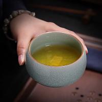 金镶玉 秘色汝窑茶杯 陶瓷 茶杯约100ml*1礼盒*1手提袋*1证书*1 (单位:套)