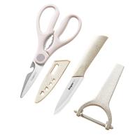 拜格（BAYCO） 厨房剪刀水果刀削皮刀3件套 BD31410 剪刀19.5*8.5cm水果刀19.5*2cm削皮刀13.5*8cm (单位:套) 米色