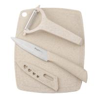 拜格（BAYCO） BD8051 小麦秸秆水果料理刀刨3件套 水果刀20.8cm+刀刨13.5cm+菜板19.5cm（单位：套）