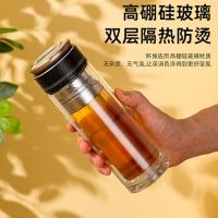 贝格帝 BGD-CF330 磁吸式茶水分离玻璃杯 330ml （单位：个） 白盖