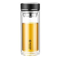 富光拾喜 带过滤双层玻璃水杯 800ml（单位：个）颜色随机