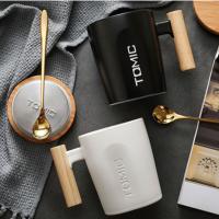特美刻（TOMIC）  TCL1329 陶瓷杯带盖咖啡杯 400ML （单位：个） 黑色