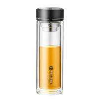 富光拾喜 带过滤双层玻璃水杯 420ml（单位：个）颜色随机