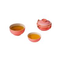 万仟堂 石榴 多福易泡壶A 茶具套装 一壶两杯（单位：套）蜜桃釉