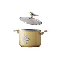 火象（Fire elephants） HXG-YZ011 鸟啼花开珐琅汤锅 23.5cm（单位：个）浅黄色