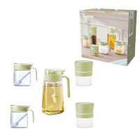 艾逸瑶选 CJ-21069 晶萃系列油壶调味储物罐5件套 油壶600ml*1+调味罐300ml*2+储物罐500ml*2（可扩容至700ml）（单位：套）新老包装随机发货