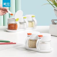 茶花（CHAHUA） 008001 圆点三组玻璃调味瓶 300ml*3个（单位：组）（白+橙色、白+绿色 颜色随机发货）