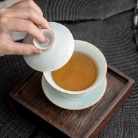 苏氏陶瓷（SUSHI CERAMICS）J0674 汝窑卵青三才初放盖碗 150ml（单位：套）