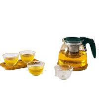 艾逸瑶选 CJ-21150 沁翠玻璃茶壶套装 茶壶950ml*1 茶杯70ml*4 (单位:套)  新老包装随机发货