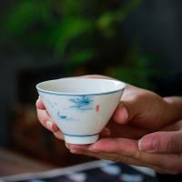 苏氏陶瓷（SUSHI CERAMICS）J0231手绘山水花草陶瓷斗笠杯6个/套（单位：套）