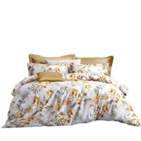 富安娜（fuanna） 花姣月娆 床品套件四件套 被套203*229cm 床单230*250cm 枕套74*48  黄白色（单位：套)