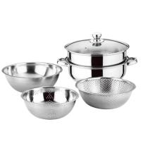 巴尔德 BT-2001 特美味厨具套装 (米筛23cm+麻面盆25cm+蒸火锅28cm+光面盆27cm)（单位:套）