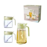 艾逸瑶选 CJ-21124 晶萃系列油壶调味罐油壶  600ml；调味罐300ml*2   随机发货（单位：套） 绿色