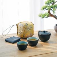 万仟堂 12010602405800 称心如意·宋韵·易泡壶 茶具套装 壶140ml 大杯100ml 小杯70ml（单位：套）黑铁釉