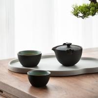 万仟堂 12010602405800 称心如意·宋韵·易泡壶 茶具套装 壶140ml 大杯100ml 小杯70ml（单位：套）黑铁釉