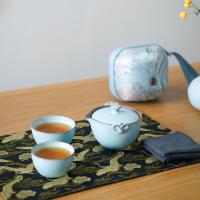 万仟堂 12010602401500 称心如意·宋韵·易泡壶 茶具套装 壶140ml 大杯100ml 小杯70ml（单位：套）粉青釉