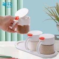 茶花（CHAHUA） 008001 调料罐/盒 颜色随机 28.8*12.3*10.4cm 300ml3个 /组 （单位:组） 白+橙色, 白+绿色