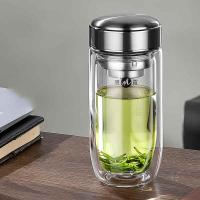 明霞 MXJD8003-ST400 双层玻璃杯 400ML (单位: 个)本色