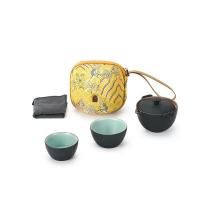 万仟堂 称心如意黑铁釉旅行茶具套装（1壶1大杯1小杯） 128*124*115mm(单位：套）黑色