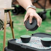 万仟堂 称心如意黑铁釉旅行茶具套装（1壶1大杯1小杯） 128*124*115mm(单位：套）黑色