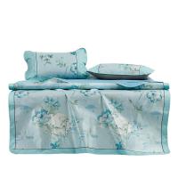 富安娜（fuanna） 忆莲幽梦 冰丝印花席三件套 凉席180*200cm*1+枕套74*48cm*2 180*200cm 天蓝色（单位：套）