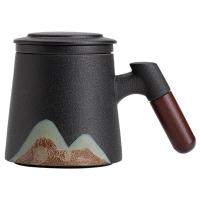苏氏陶瓷（SUSHI CERAMICS）千里江山 聚财陶瓷内胆过滤茶隔水杯 360ml 中国风礼盒装（单位：盒）