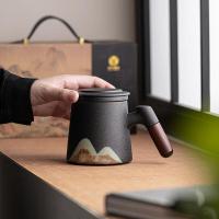 苏氏陶瓷（SUSHI CERAMICS）千里江山 聚财陶瓷内胆过滤茶隔水杯 360ml 中国风礼盒装（单位：盒）