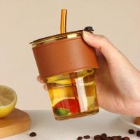 艾逸瑶选 CJ-21080 ins风便携玻璃吸管杯 容量：400ml（单位：个）琥珀色 新老包装随机发货