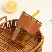艾逸瑶选 CJ-21080 ins风便携玻璃吸管杯 容量：400ml（单位：个）琥珀色 新老包装随机发货