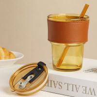 艾逸瑶选 CJ-21080 ins风便携玻璃吸管杯 容量：400ml（单位：个）琥珀色 新老包装随机发货