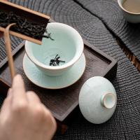 苏氏陶瓷（SUSHI CERAMICS） 汝窑卵青 初心盖碗 140ml（单位：个）青色