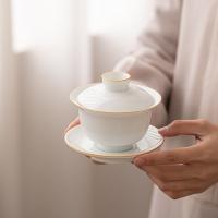 苏氏陶瓷（SUSHI CERAMICS） 脂白简约 功夫茶具带干泡茶盘套组 盖碗150ml*1 公道杯170ml*1 主人杯70ml*1 品茗杯50ml*8 茶漏组*1 茶盘*1（单位：套）白色