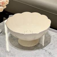 拜杰（BAIJIE）GP-21水果盘零食盘家用果盘客厅干果盘托盘坚果盘高脚沥水花瓣形果盘 25cm（单位：个）