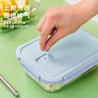 奥美优 AMY3355 高硼硅玻璃饭盒 蓝盖 2隔方形 1050ml （单位：个）