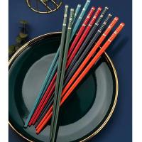 艾逸瑶选 CJ-21023-10 筷乐福合金筷 十双装 24*0.7*0.4cm (单位:盒)  新老包装随机发货