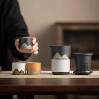苏氏陶瓷（SUSHI CERAMICS） 千里江山 茶具 5件套 礼盒装（手爪壶300ml*1+品茗杯60ml*3+茶巾） （单位：套）