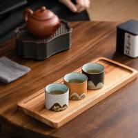 苏氏陶瓷（SUSHI CERAMICS） 手绘山水画三色茶杯3件套 50ml/个 3个/套 （单位：套）黑白黄三色