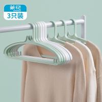 茶花（CHAHUA） 101004 C型宽肩系列衣架 40.5*20.2*1.5cm 3只/把（单位：把） 绿色