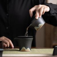 苏氏陶瓷（SUSHI CERAMICS）手绘釉画彩 三才盖碗款功夫茶具套装 9件套礼盒装（盖碗140ml+茶海170ml+过滤组+品茗杯50ml*6个）（单位：盒）