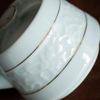 苏氏陶瓷（SUSHI CERAMICS）手绘描金青瓷 提梁功夫茶具套装 9件套（提梁壶180ml+茶海180ml+茶杯55ml*6个+干泡盘）（单位：套）